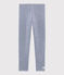 Leggings infantiles mil rayas de lana y algodón azul MEDIEVAL/blanco MARSHMALLOW