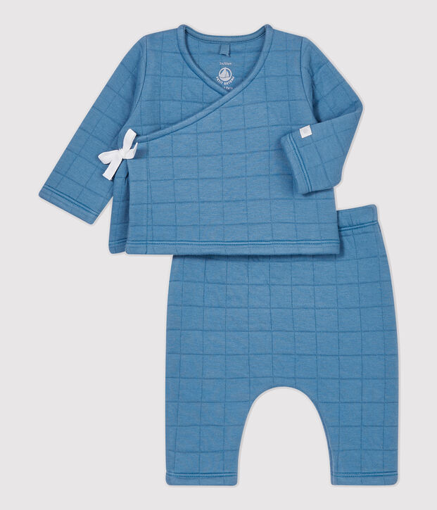 Conjunto de 2 prendas de beb&eacute; acolchadas de algod&oacute;n org&aacute;nico azul