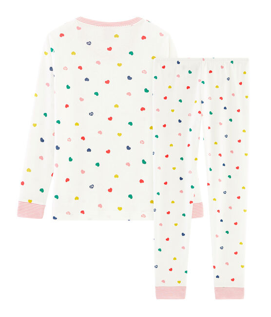 Pijama de corte muy ajustado de punto para niña blanco MARSHMALLOW/blanco MULTICO
