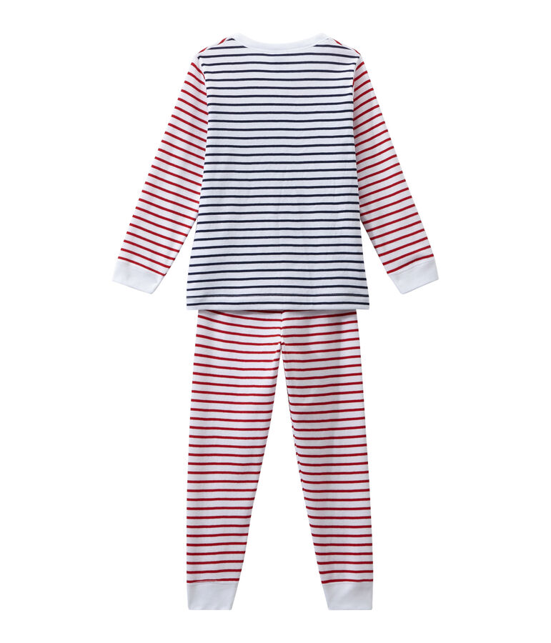 Pijama rayado para ni&ntilde;o blanco/multicolor