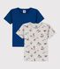Juego de 2 camisetas de camisetas de manga corta con estampado de París de niño de algodón orgánico