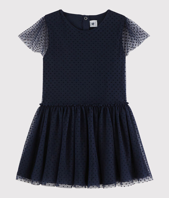 Vestido de manga corta para niña azul SMOKING