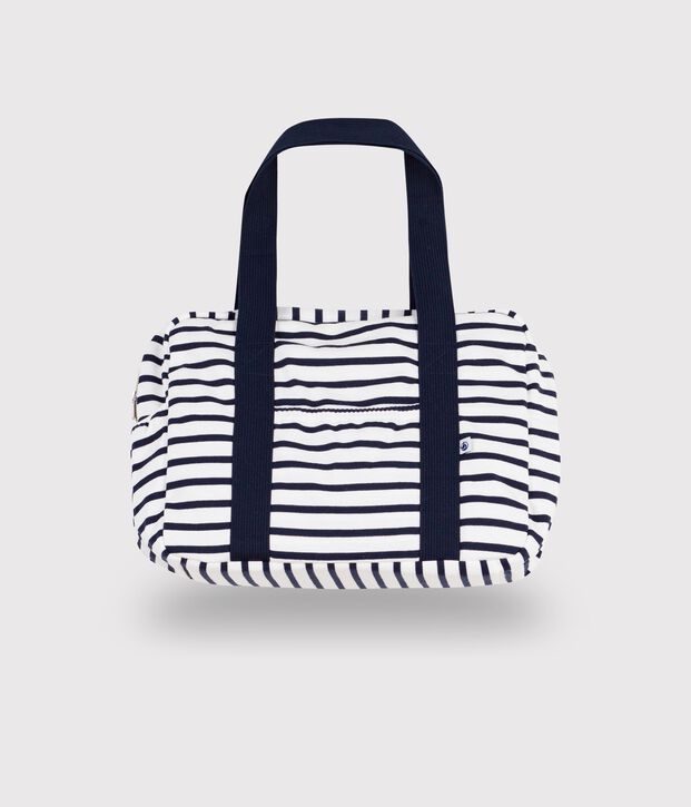 Bolsa de maternidad para beb&eacute; de algod&oacute;n a rayas blanco/azul