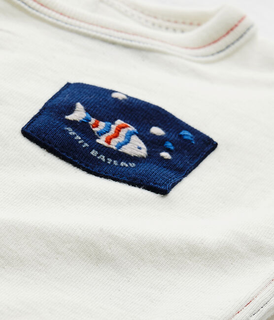 Camiseta de bebé niño liso blanco MARSHMALLOW