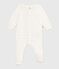 Pijama de terciopelo con cuello con estampado de corazones para bebé blanco MARSHMALLOW/blanco MULTICO