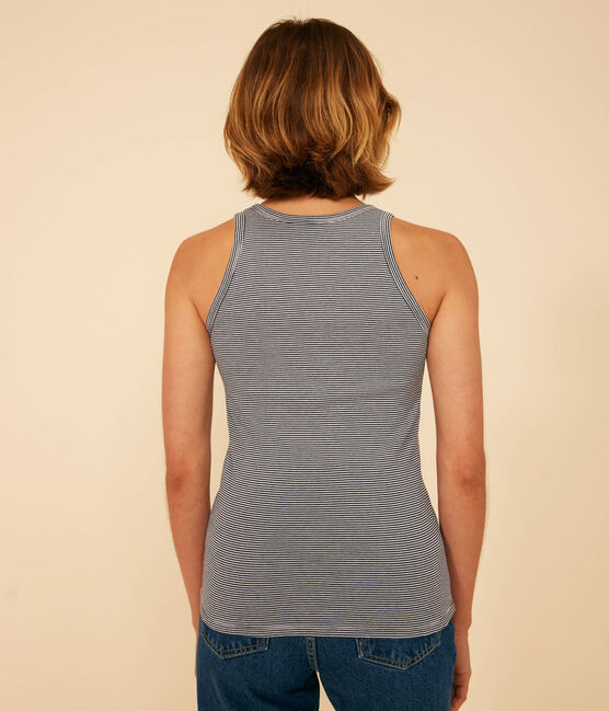 Camiseta de tirantes La Icónica de algodón a rayas para mujer azul SMOKING/blanco MARSHMALLOW