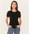 Camiseta manga corta lisa para mujer negro NOIR
