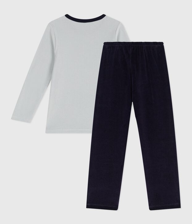 Pijama infantil de terciopelo azul/azul
