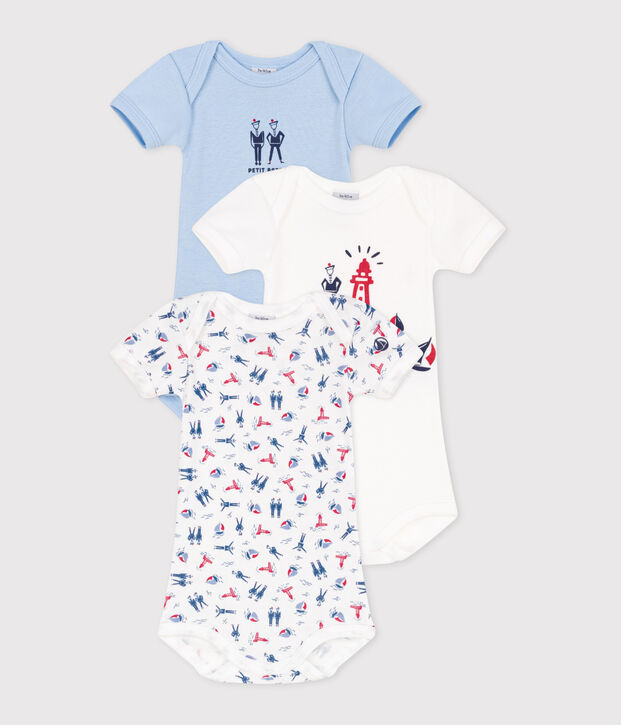 Juego de 3 bodis de algod&oacute;n de manga corta para beb&eacute; multicolor