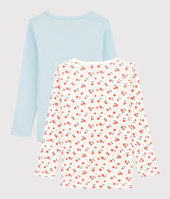 Juego de 2 camisetas de manga larga con estampado floral de niña de algodón variante 1