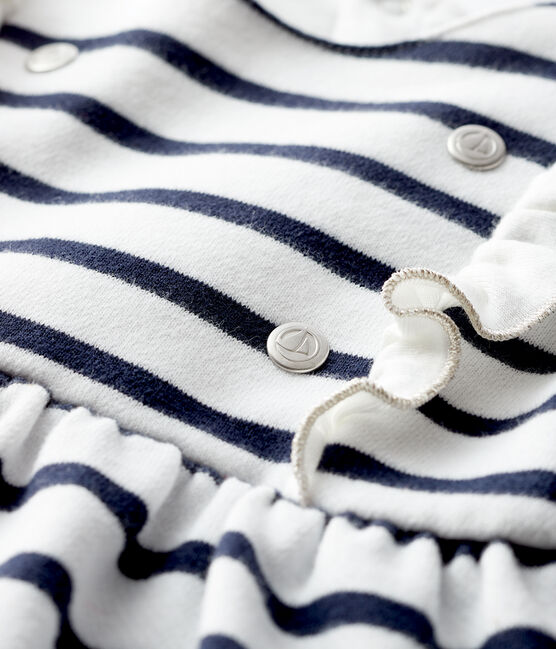 Vestido de manga larga para bebé niña blanco MARSHMALLOW/azul SMOKING