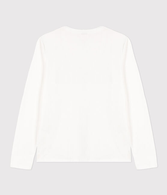 Camiseta LA RECTA de algodón con cuello de pico para mujer blanco ECUME