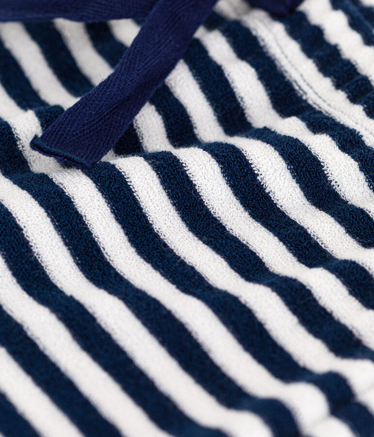 Pantal&oacute;n de rizo a rayas para beb&eacute; azul/blanco