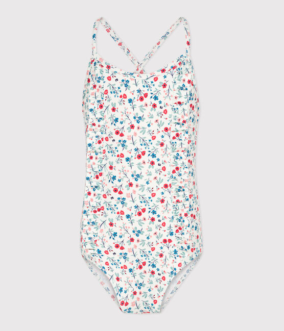 Bañador infantil con flores blanco MARSHMALLOW/blanco MULTICO