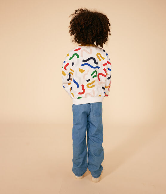 Sudadera estampada de muletón ligero de niño blanco MARSHMALLOW/blanco MULTICO