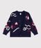 C&aacute;rdigan infantil de lana y algod&oacute;n con estampado rojo/multicolor