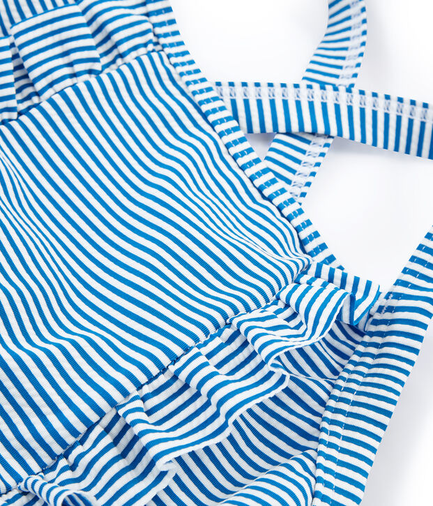 Traje de ba&ntilde;o 1 pieza para ni&ntilde;a azul/blanco
