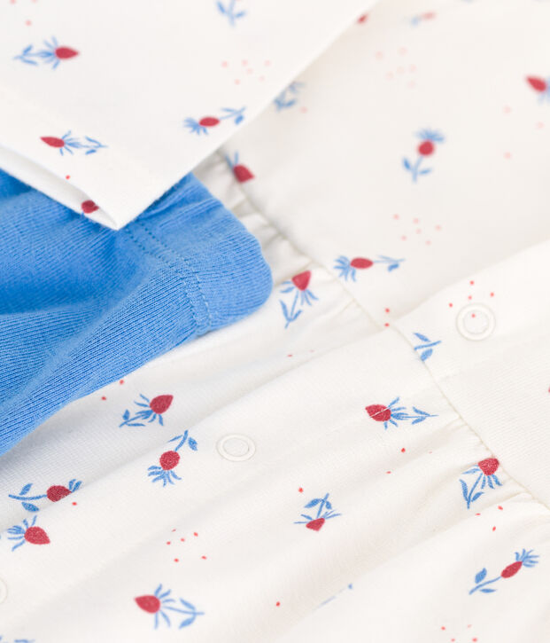 Vestido y leggings de algod&oacute;n para beb&eacute; blanco/multicolor