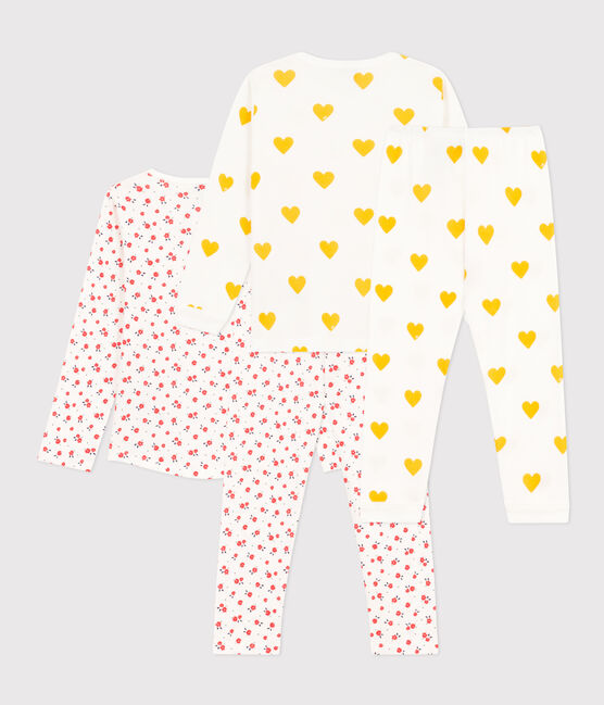 Juego de 2 pijamas de algodón con corazones y flores para niña variante 1