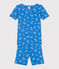 Pijama infantil corto y muy ajustado de algodón con estampado de furgonetas azul BRASIER/gris MARSHMALLOW