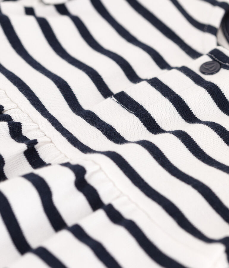 Vestido de manga larga de punto grueso con rayas marineras para beb&eacute; blanco/azul