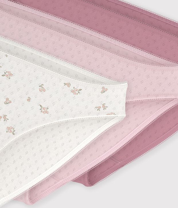 Juego de braguitas de algod&oacute;n calado con flores para mujer multicolor