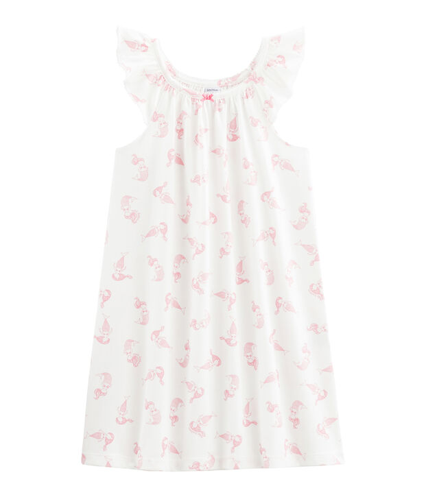 Camis&oacute;n de algod&oacute;n fino para ni&ntilde;a blanco/rosa