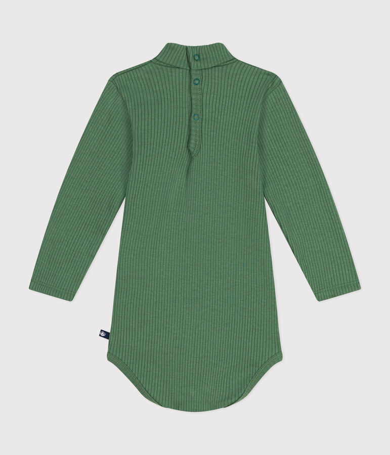 Body de manga larga con cuello vuelto para beb&eacute; verde