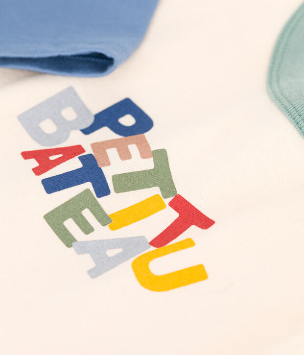 Camiseta de manga larga de punto fino para beb&eacute; azul/azul