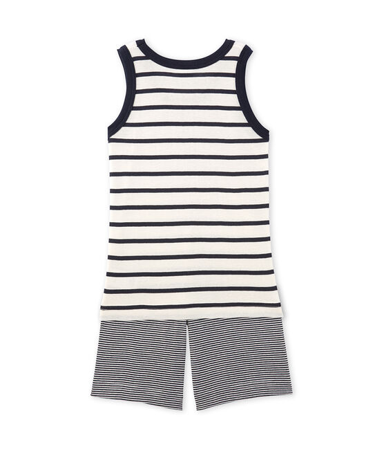 Pyjacourt garçon rayé beige COQUILLE/azul SMOKING