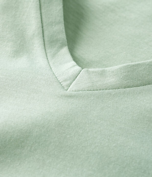 Camiseta RECTA con cuello de pico de algod&oacute;n org&aacute;nico de mujer verde