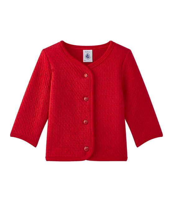 Cárdigan bebé niña liso rojo TERKUIT
