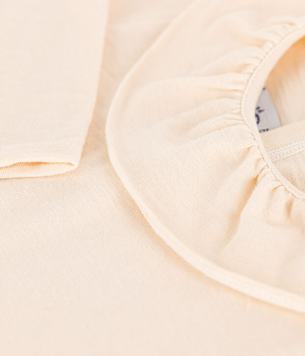 Blusa de punto flameado de manga larga para beb&eacute; crudo