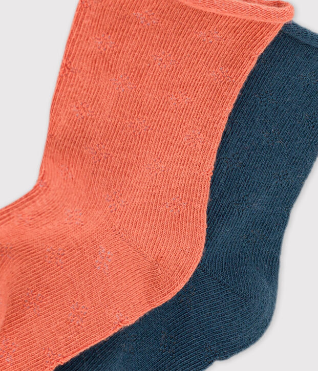 Juego de 2 pares de calcetines calados para beb&eacute; multicolor