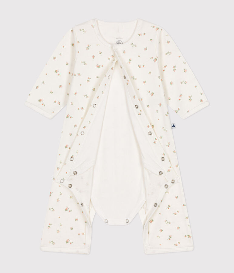 Bodyjama de algod&oacute;n sin pies para beb&eacute; blanco/multicolor