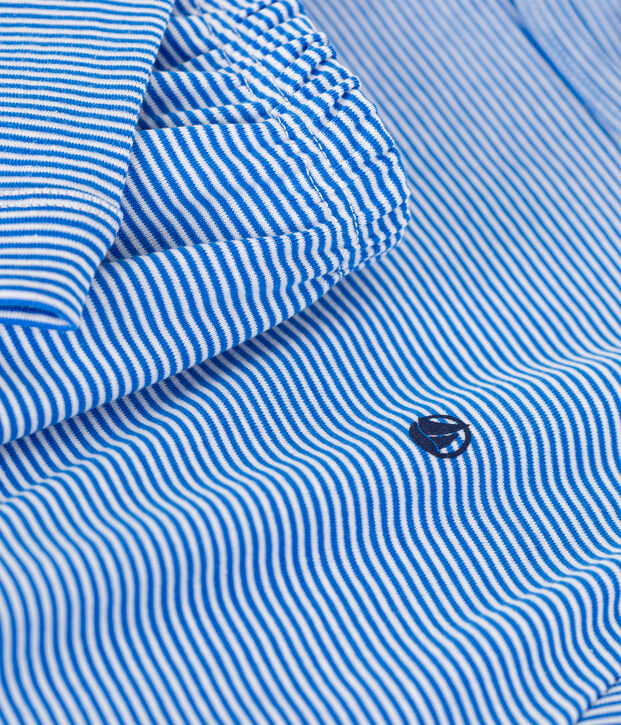Pijama de algod&oacute;n a rayas j&uacute;nior azul/blanco