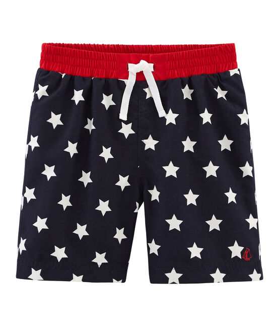 Shorts de playa infantiles para niño azul SMOKING/blanco MARSHMALLOW