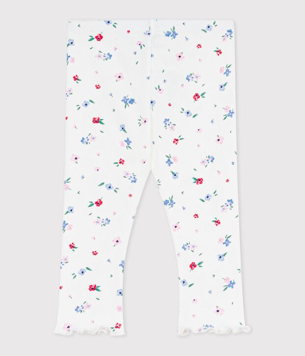 Leggings de algod&oacute;n con estampado de flores para beb&eacute; blanco/multicolor