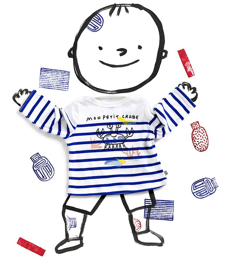 Marinera para beb&eacute; ni&ntilde;a/ni&ntilde;o de sarga Bloch blanco/azul