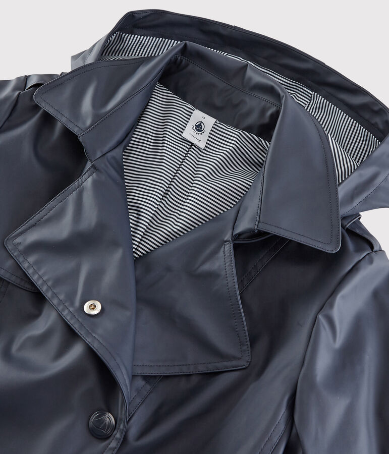 Gabardina con capucha de mujer azul