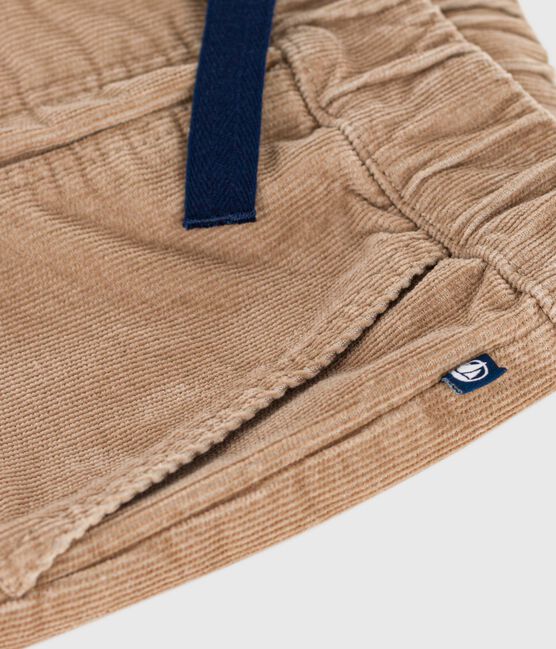 Pantalón infantil recto y liso de pana beige ROCHE CLAIR