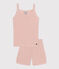Pijama infantil corto y top liso de algodón y lyocell rosa SALINE