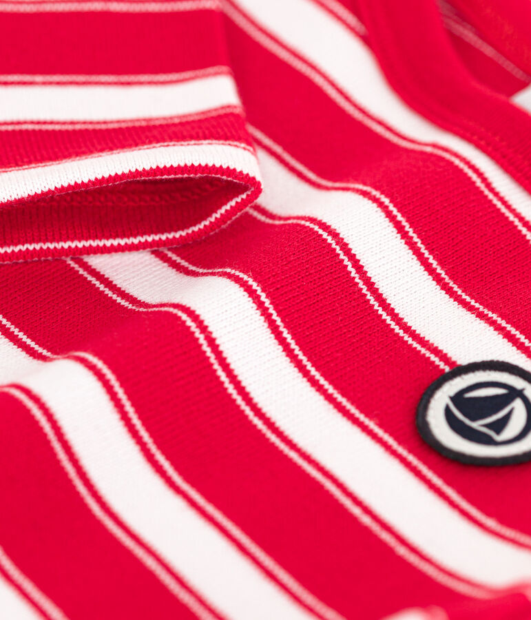 Marinera de punto grueso a rayas para beb&eacute; rojo/blanco