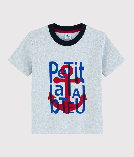 Camiseta de manga corta de algodón de niño gris POUSSIERE CHINE