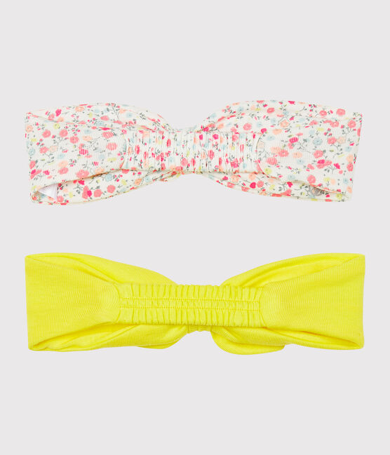 Lote de 2 diademas para el pelo lisa y estampada de bebé niña variante 1