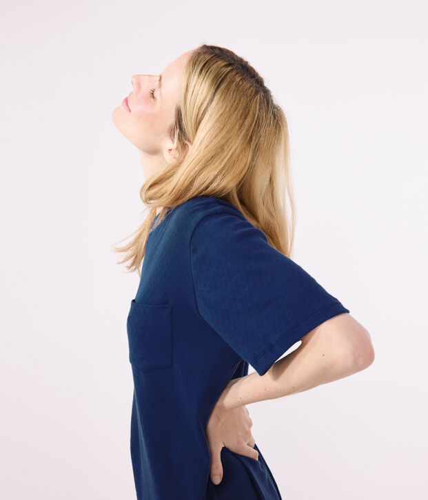 Camis&oacute;n de algod&oacute;n de manga corta para mujer azul