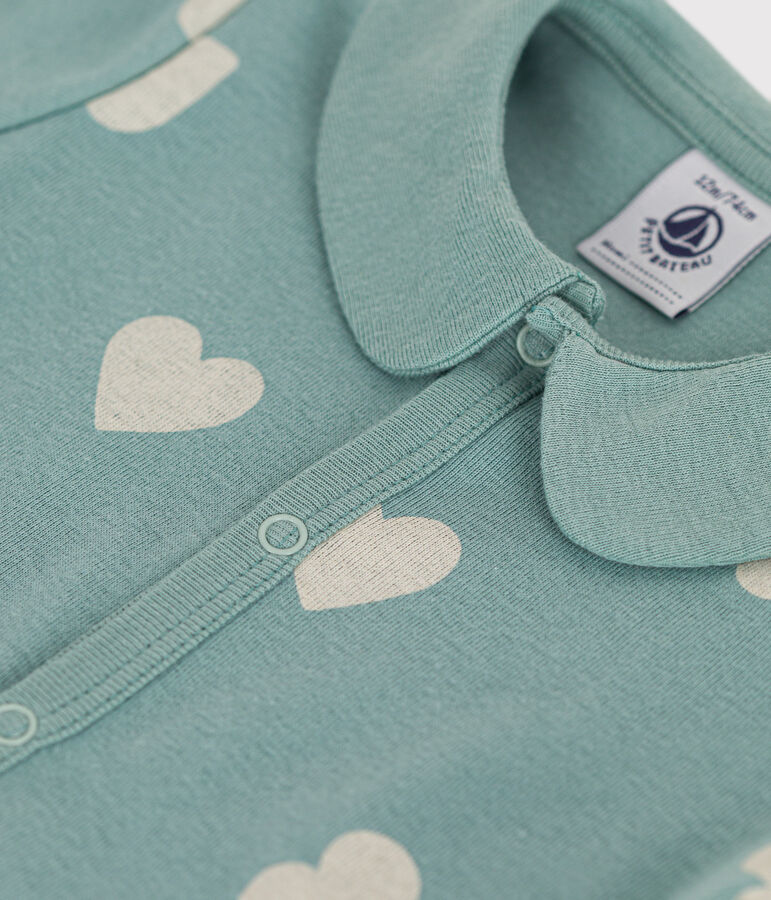 Mono corto de algod&oacute;n para beb&eacute; verde/crudo