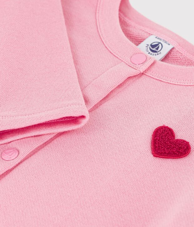 C&aacute;rdigan infantil liso de algod&oacute;n rosa