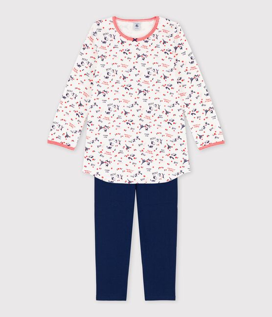Camisón con «leggings» de niña de algodón orgánico de niña blanco MARSHMALLOW/blanco MULTICO