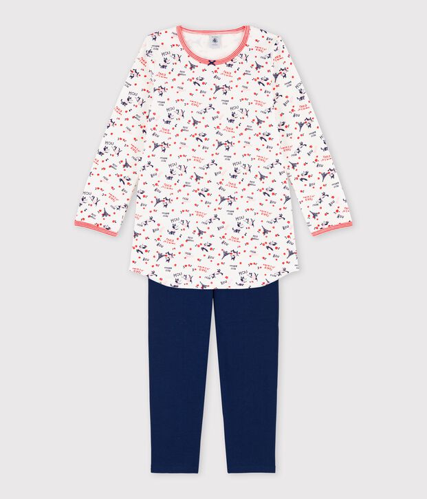 Camis&oacute;n con leggings de ni&ntilde;a de algod&oacute;n org&aacute;nico de ni&ntilde;a blanco/multicolor